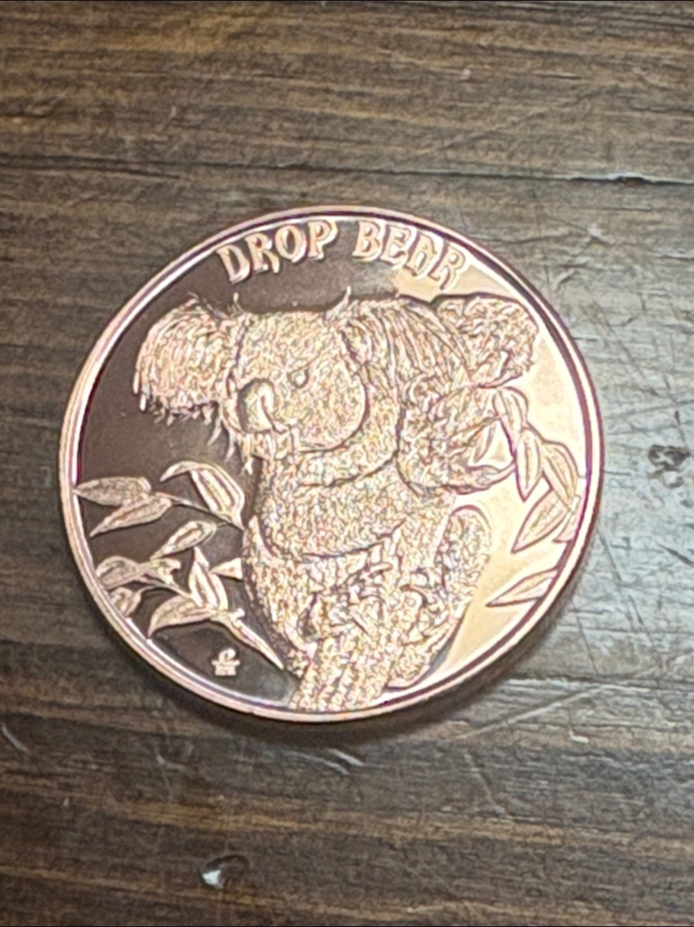Drop Bear Design 1oz .999 Fine Copper Round